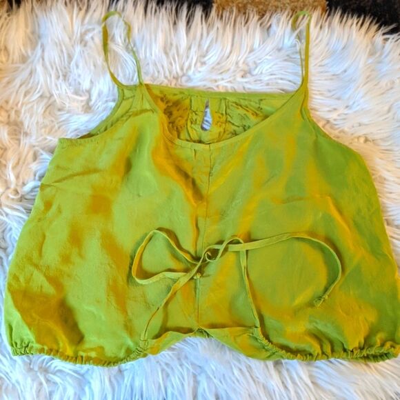 3 for $20!  Bar III 100% Silk Beaded Crop Tank Tie Back - Picture 4 of 6